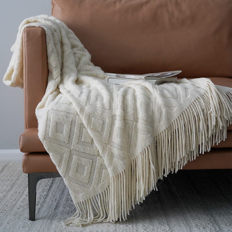 Jacquard Knitted Bed Tail Winter Blanket