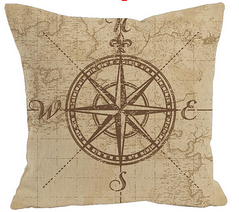Home Simple Compass Pillow Cover