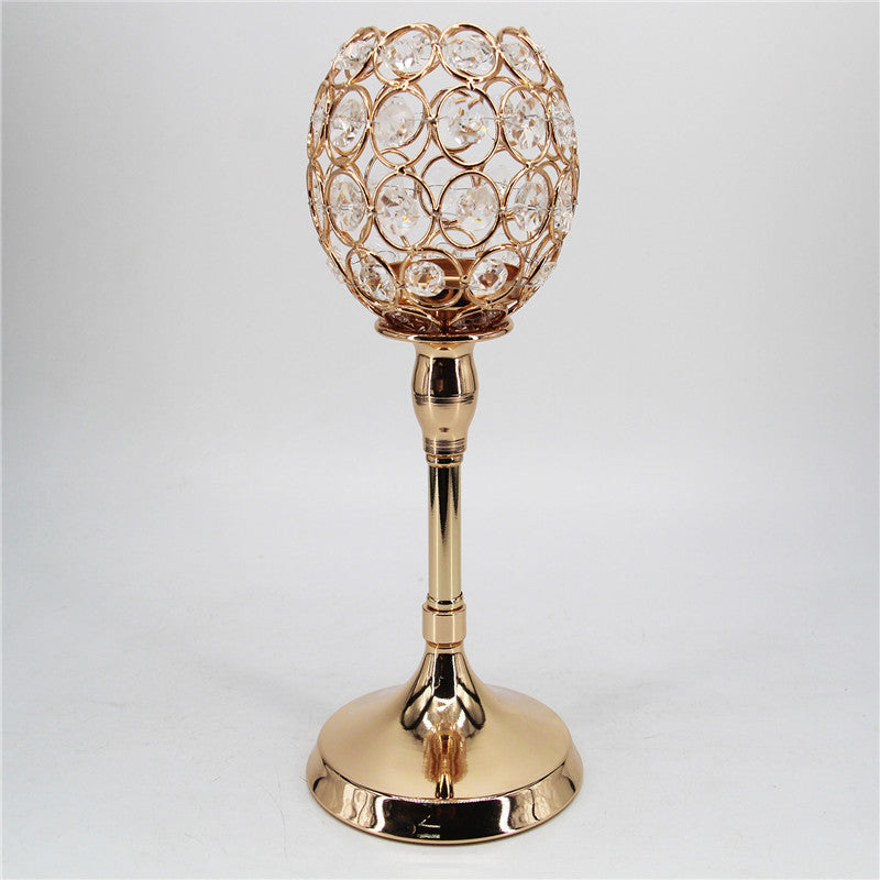 Golden Crystal Candle Holder