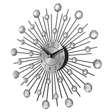 Load image into Gallery viewer, Crystal Silver Wrought Iron Wall Clock
