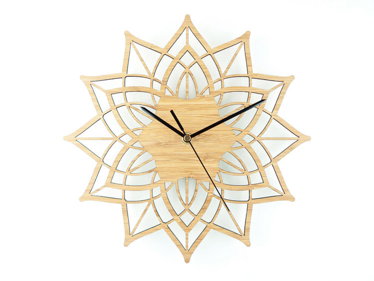 Natural Wood Lotus Wall Clock – Elegant and Eco-Friendly Timepiece for ...