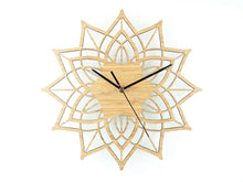 Load image into Gallery viewer, Natural Wood Lotus Wall Clock

