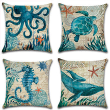 Load image into Gallery viewer, Marine Life Pillow – Ocean-Themed Decorative Throw Pillow for Coastal Home Décor
