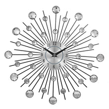 Load image into Gallery viewer, Crystal Silver Wrought Iron Wall Clock
