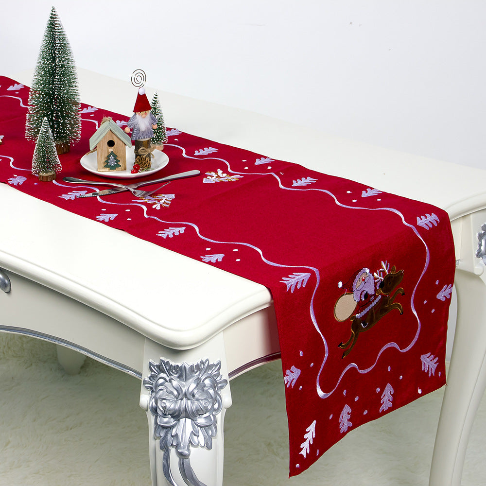 Santa Claus Embroidery Christmas Table Runner