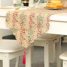 Load image into Gallery viewer, Christmas decorative linen print snowflake with tassel table mat
