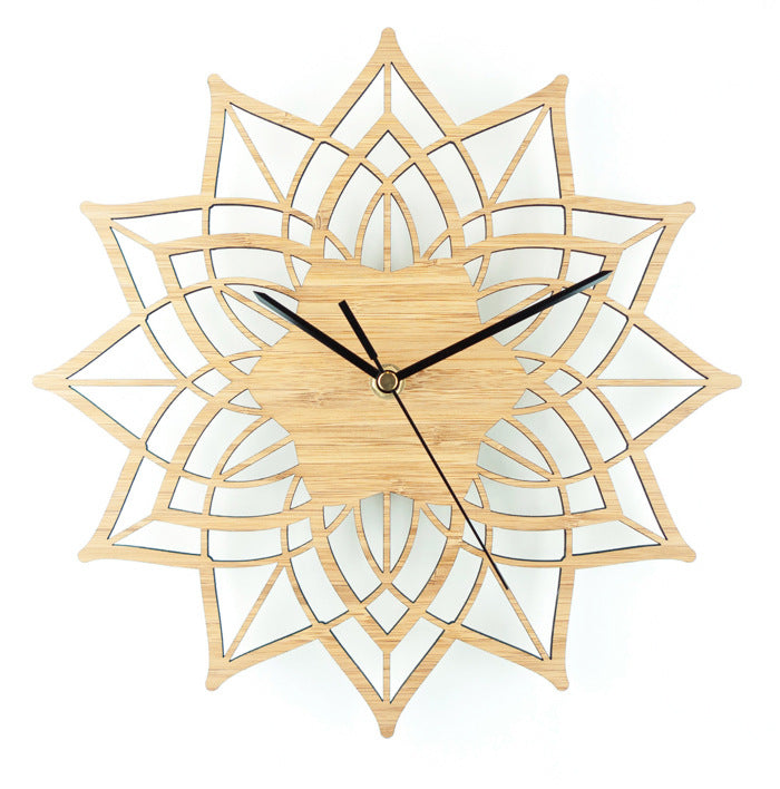 Natural Wood Lotus Wall Clock – Elegant and Eco-Friendly Timepiece for Home Décor