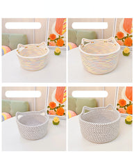 Load image into Gallery viewer, Creative Desktop Cat Ear Cotton Hand Woven Storage Basket
