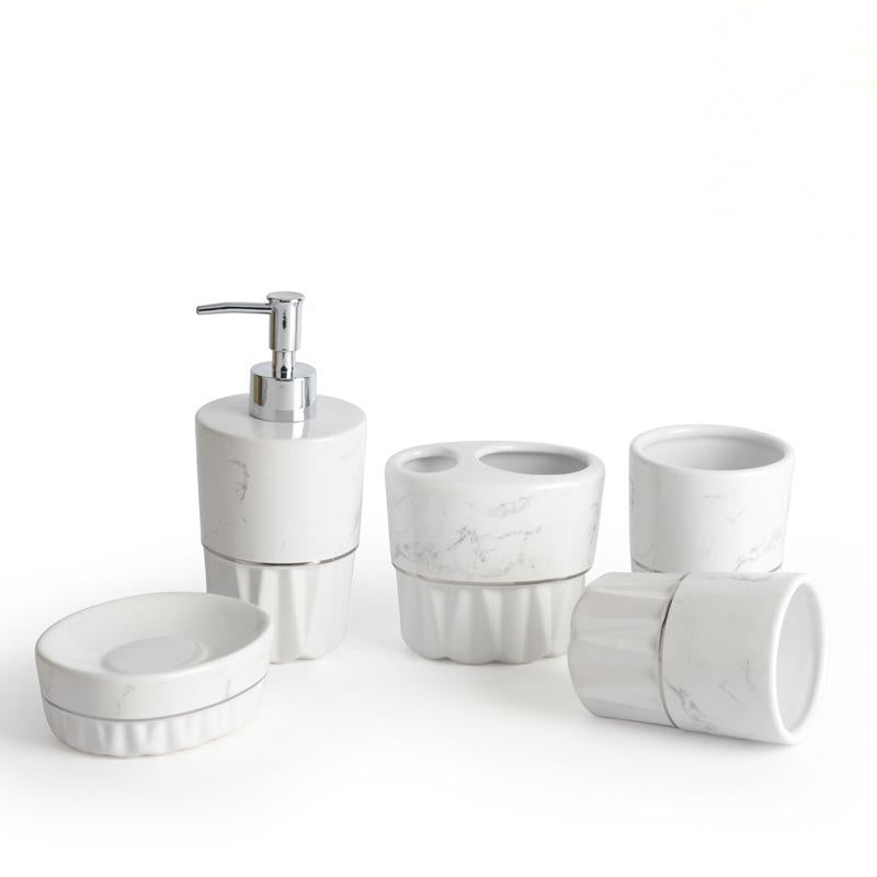 Simple Style Marble Ceramic Bathroom Set