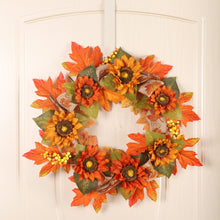 Load image into Gallery viewer, Decorative Autumn Colors Sunflower Wreath
