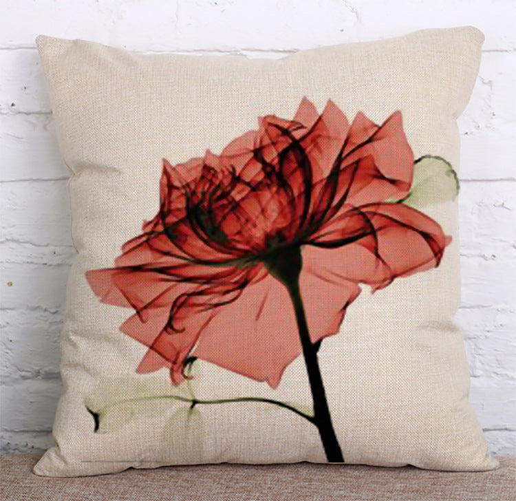 Linen Floral Pillowcase Home Furnishing Soft Waist Pillow